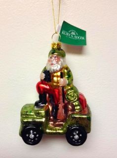 Kurt s Adler 5" Hunting Santa in Jeep Safari Glass Christmas Ornament T0477