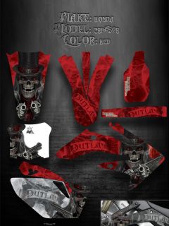 Honda Graphics 2004 2009 CRF250 CRF250R Decals Kit "The Outlaw" Skulls Red 06 07