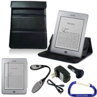 Leather Case Stand Black and Accessories Bundle  Kindle Touch 3G