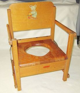 Vintage Oak Hill Baby Child Wooden Potty Training Wood Chair Made in USA