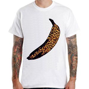 Banana Leo Leopard Graphic Design Tattoo Rock Punk Pop Fruit Men White T Shirt