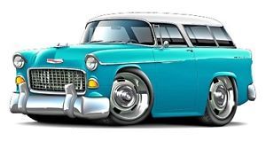 1955 Chevy Nomad Vintage Cartoon Car Wall Graphic Man Cave Decor Classic Design