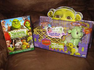 Kids Shrek Triplet Baby Boy Talking Fergus Toy Doll Figure Playpen DVD Movie Lot