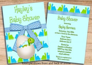 Dinosaur Boy Baby Shower Invitations Double Sided Printable Invites Changes Free