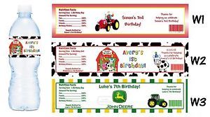 Farm Animals Zoo Printed Water Bottle Labels Birthday Party Favors Supplies