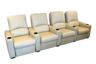 Eros Home Theater Seating 4 Cream Seats Push Back Recliner Chairs