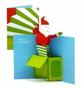 Children Sabuda Pop Up Jack in Box Santa Christmas Greeting Card Note Card 3D