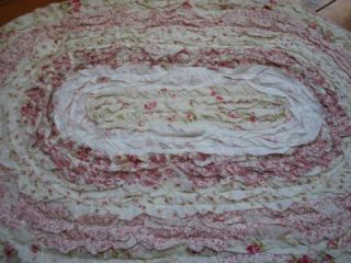 Ruffle Vintage Pink Rose Cotton Quilted Bath Rug Mat B