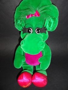 Barney Friend 23" Green Purple Baby Bop Plush Toy Doll PBS Kids RARE