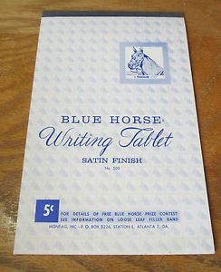 Vintage Montag Blue Horse Writing Tablet Satin Finish No 500 Unused
