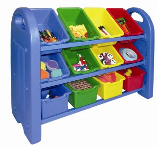 New Childrens Toy Organizer Rack Kids 3 Tier Plastic Bins Shelves Games Books