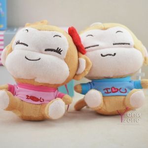 Lovely Couple Smiling Monkey Plush Toys Cute Stuffed Animal Dolls Charm for Kids