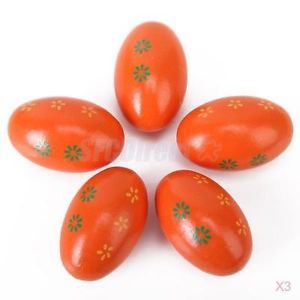 3X 5pcs Wooden Egg Maracas Shakers Music Percussion Toy for Kids Orange