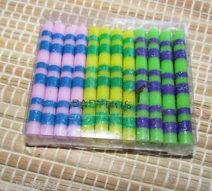 24 Papyrus 2 5" Colorful Dotted and Striped Candles Birthday Candles 415501