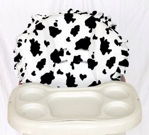 Baby High Chair Cover Fits Most High Chairs White Cow Print New Soft Padded
