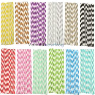V1NF 25pcs Colorful Striped Paper Drinking Straws for Party Wedding Supplies
