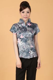 Newest Summer Chinese Tradition Womens Girls Shirt Top L XL