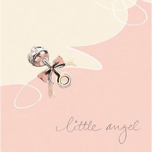 16 Little Angel Silver Rattle on Pink Baby Shower Beverage Napkin