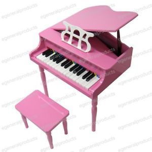 New Pink Kids Childs Wood Toy Grand Piano w Bench Toy