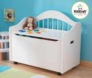 New White Wood Kids Toy Box Wooden Wood Storage Chest