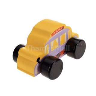 4X Orange Wooden Taxi Cab Car Kids Children Play House Game Toy Perfect Gift
