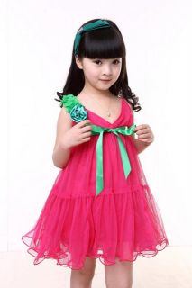 2013 New Fashion Red Summer Style Kids Girls' Princess Strap Fuchsia Dresses