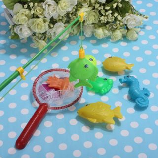 Magnetic Fishing Game Toy Makes Kids Children Bath Time Fun Rod Fish Net 10 in 1