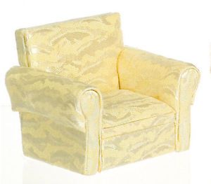 Doll House Mini Plush Sofa Coach Living Room Chair Cream w Matching Pillow
