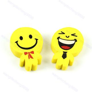 Cute 2 Smiling Face Adorable Cartoon Little Man Pencil Eraser Rubber Stationery