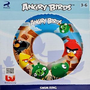 Angry Birds 22" Inflatable Swim Ring Float Toy Swimming Boys Girls Kids Pool