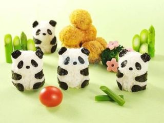 Panda Shaped Sushi Rice Ball Onigiri Mold Mould Maker DIY Tool with Nori Punch
