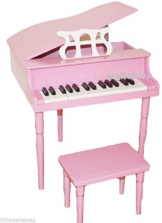 New Kid's Piano Baby Pink Grand Pianos w Bench Stool