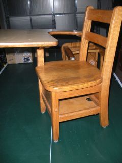Antique Childs Oak Wood Chair Vintage Student School Desk RARE Furniture Kids