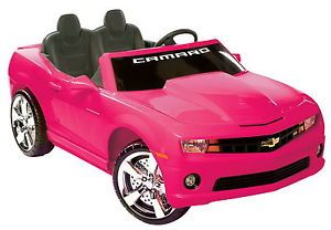 New Ride on Electric Toy Car Girls Pink Chevy Camaro with 12V Battery Charger