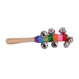 Wooden Jingle Hand Bells Kids Toddler Baby Music Educational Toy