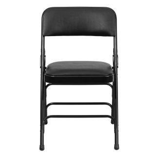 Heavy Duty Folding Chair Commercial Steel Triple Brace Metal Black Padded Seat