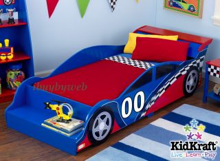 KidKraft Kids Blue Red Racecar Race Car Toddler Bed Cot