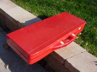 1960s Vintage Red Camping Tailgate Table Chairs Folds Up Suitcase Style Camp