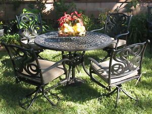 CBM Perris Collection Outdoor Patio Furnitures 5 Piece Dining Set Swivel Chairs