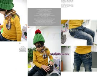 Kids Boys Korean Style Toddlers Badge Long Sleeve Dress Shirts T Shirt Tops T11