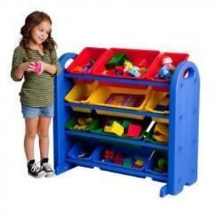 ECR4Kids 4 Tier Plastic Kids Book Shelf Storage and Toy Organizer
