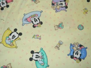 Vtg 1996 Disney Babies Baby Mickey Minnie Mouse Fitted Crib Sheet Fabric