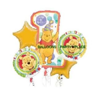 Winnie The Pooh First Birthday Party Decorations Balloon Bouquet Number One