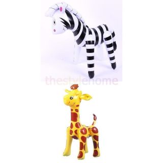 Inflatable Cute Blow Up Zebra Giraffe Party Favour Soft Lightweight Kids Toy