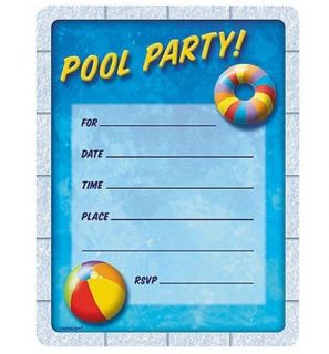 25 Summer Pool Party Luau Beach Swim Swimming Invitations Beach Ball Splash