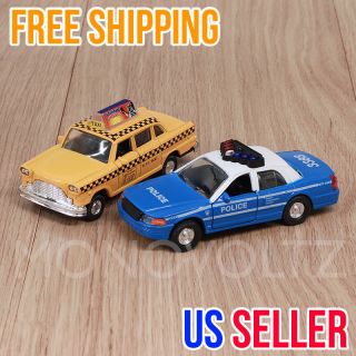 New York Yellow Cab Taxi Police Pull Back Car Toy Kids Gift Baby Pullback Cars