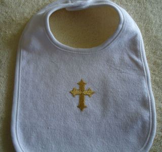 New Gift Beautiful Baby Party Supplies Baptism Christening Cross Design Bib