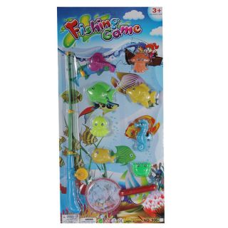 10in1 Kids Stuff Magnetic Fishing Game with 9 Colorful Fish and Rod and Reel
