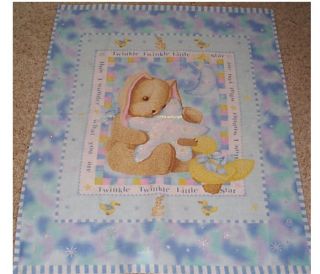 Twinkle Twinkle Little Star Bunny Baby Quilt Top Panel Fabric Baby Cotton