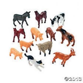 12 Mini Farm Animal Cake Toppers Kids Birthday Party Favors Toys Decorations